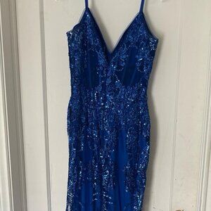 Elegant royal blue bodycon dress for evening parties/balls